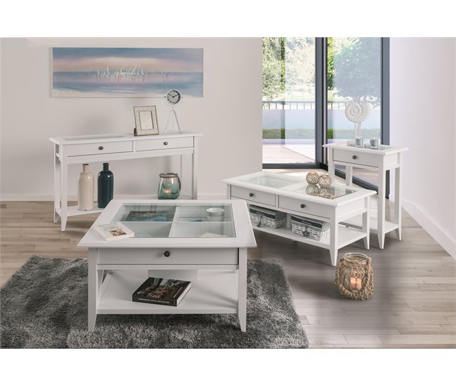 Mesa auxiliar con 1 cajón MELODY Blanco