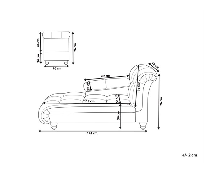 Beliani Chaise longue Terciopelo LORMONT Gris Claro