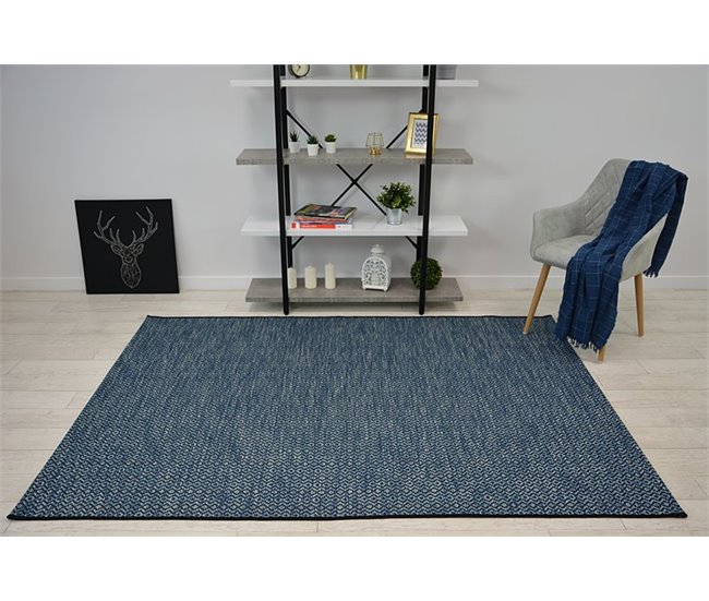 Alfombra de cuerda sisal LOFT 21144 Diamantes Zigzag 200x290 Azul