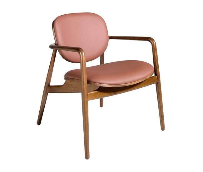 ANGEL CERDA Sillón polipiel marrón y nogal Nogal