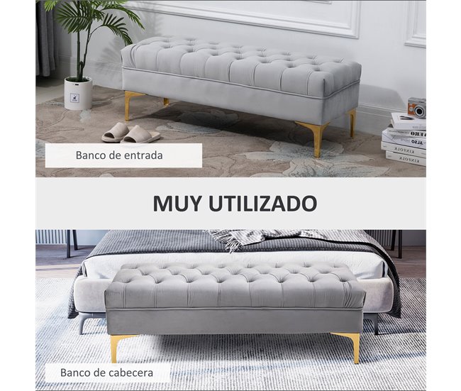 Banco de Cama Poliéster HOMCOM, hogar - muebles de dormitorio Gris