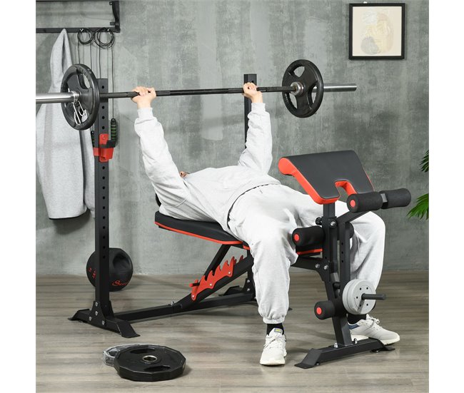 Banco de Musculación Acero, PU SPORTNOW, deportes y ocio - pesas Negro
