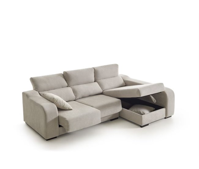 Sofá Chaiselongue Zafiro 3 Plazas Tela Derecha Beige
