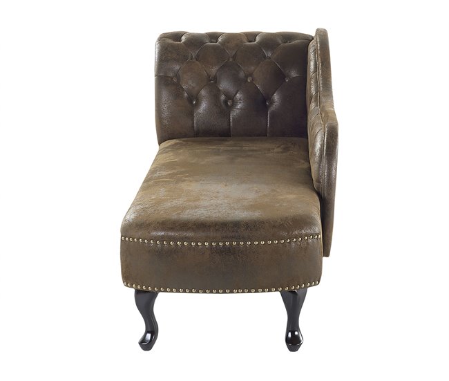 Beliani Chaise longue izquierdo Gamuza sintética NIMES Gris Oscuro