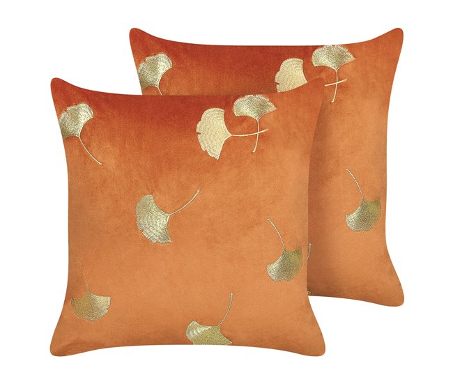 Beliani Cojín decorativo TULIP Naranja