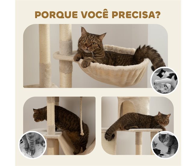 Árbol para Gatos Aglomerado de Madera PawHut Crudo