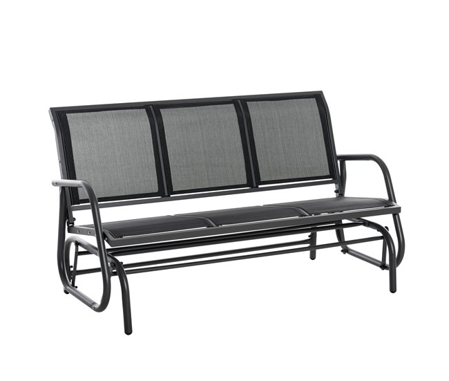 Banco de Jardín Metal, Malla Outsunny Negro