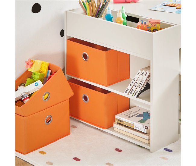 Juego de Mesa Infantil y 2 Sillas Mesa con 8 Cestas SoBuy KMB75-W Blanco