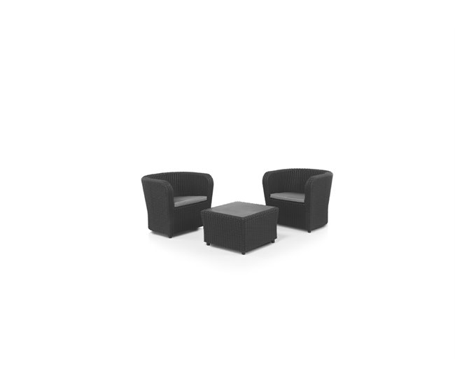 Set balcón 2 sillones y mesa baja color antracita NOVA Gris