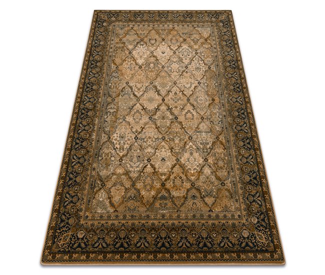 Alfombra de lana SUPERIOR Grenada Marco diamantes oriental 170x235 Verde