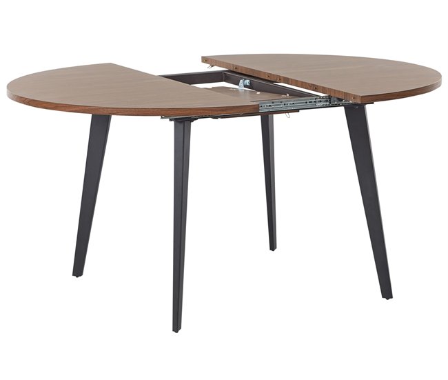 Beliani Mesa de comedor extensible BOVINA Madera Oscura