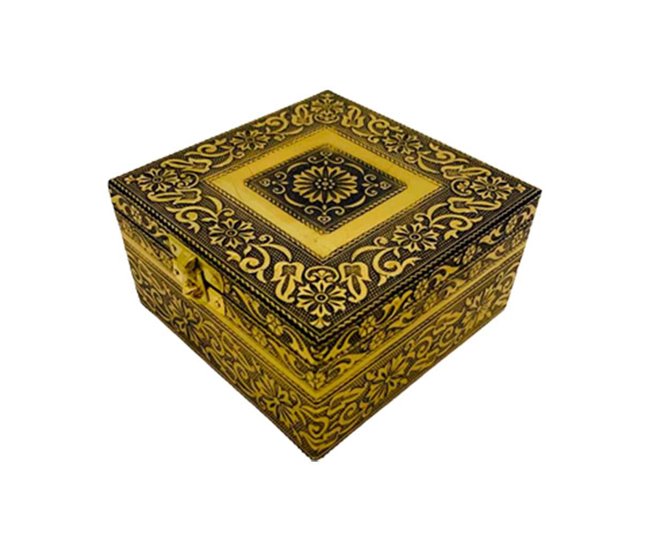 Joyero de metal repujado Dorado