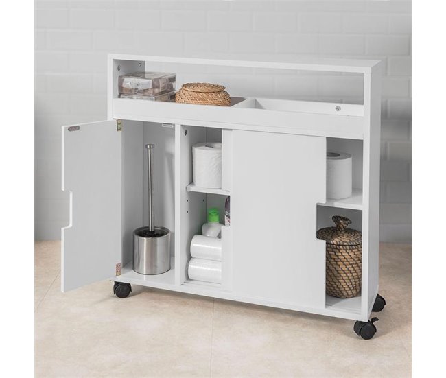 Carro Multiuso con Ruedas para Baño BZR02-W SoBuy Blanco