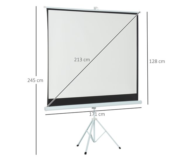 Pantalla de Proyector plástico, metal HOMCOM Blanco