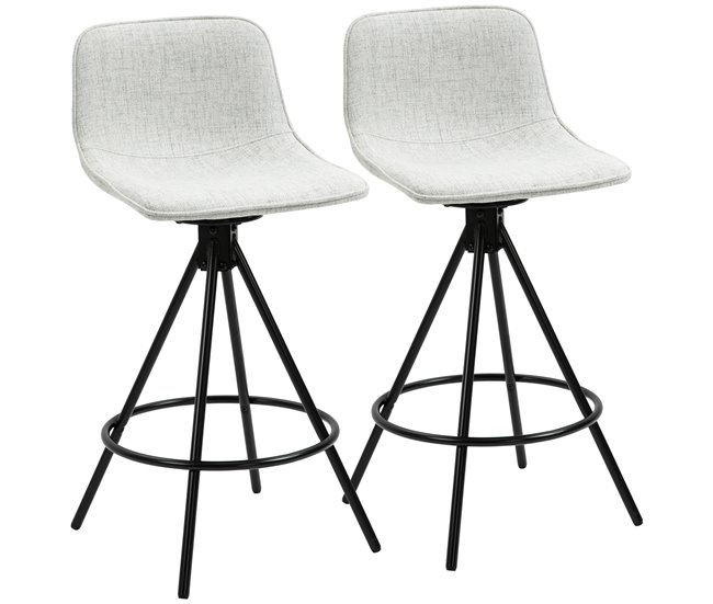 Taburetes de Cocina Poliéster, Espuma, Acero, Tablero Multicapa Gris