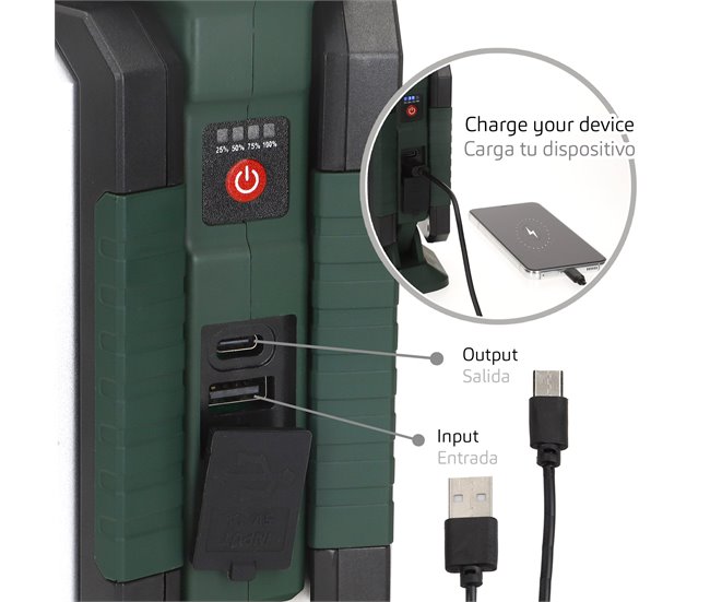 Aktive triple foco LED exterior 3 en 1 USB y powerbank 1500 lúmenes Negro