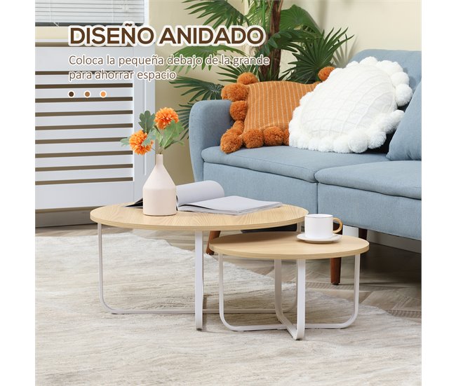 Mesitas de Café MDF, Metal HOMCOM, hogar - muebles de salón 65x65 Multicolor
