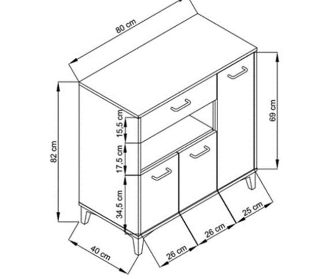 Mueble Microondas FRESH DMF 2 Puertas roble y blanco Blanco/ Madera