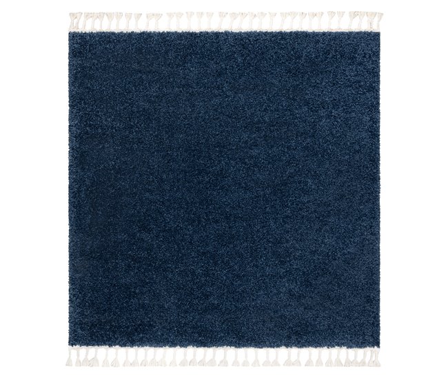 Alfombra BERBER cuadrado 9000 Franjas Bereber Marroquí Shaggy 160x160 Azul