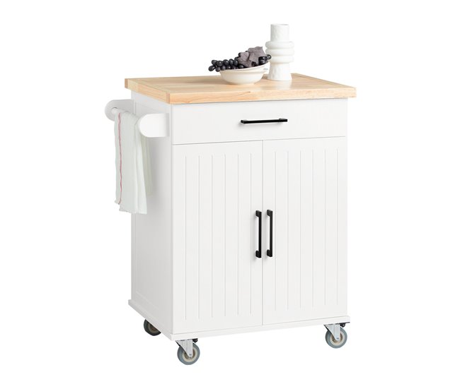 Carrito de Cocina con 2 Puertas y 1 Cajón FKW119-WN SoBuy Blanco
