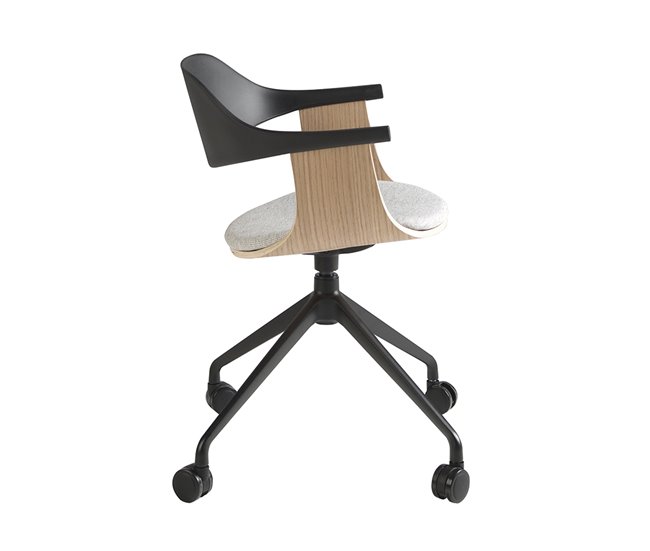 ANGEL CERDA Silla oficina giratoria tela gris claro y pvc negro Gris