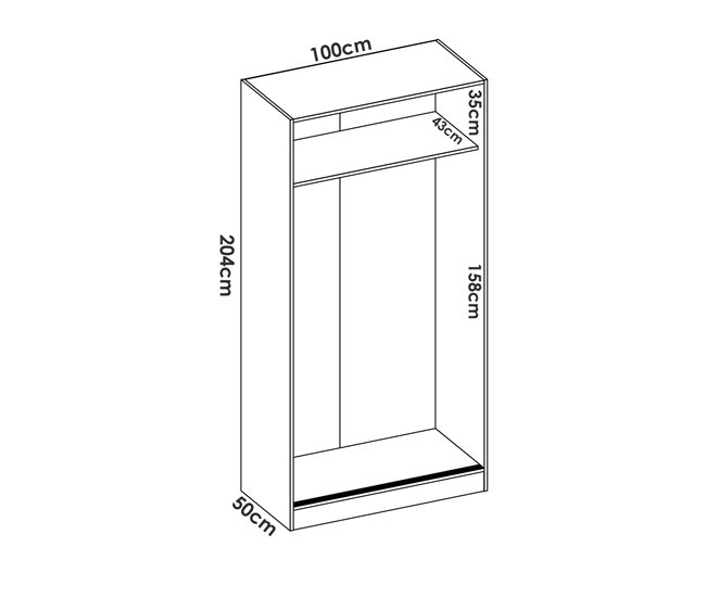 Armario 2 puertas efecto madera 100 Blanco