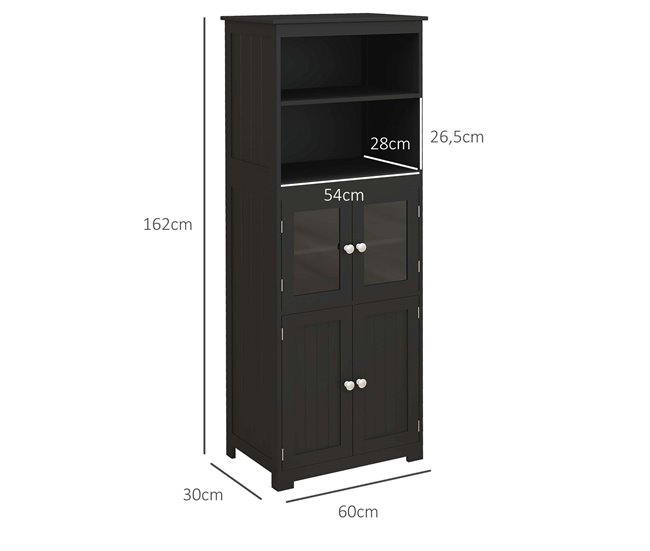 Alacena de Cocina MDF, Vidrio Templado HOMCOM, hogar - cocina Negro