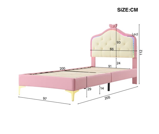Cama infantil de pu Rosa