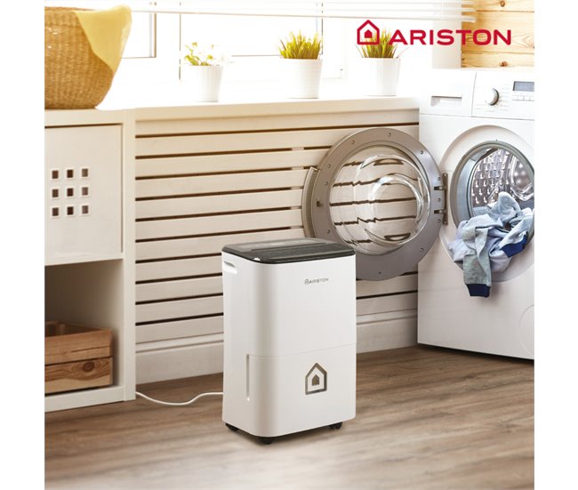 Deshumidificador, Ariston, Deos 21S, 21 litros,Vertical u Horizontal, Clase Energetica B Blanco/ Negro