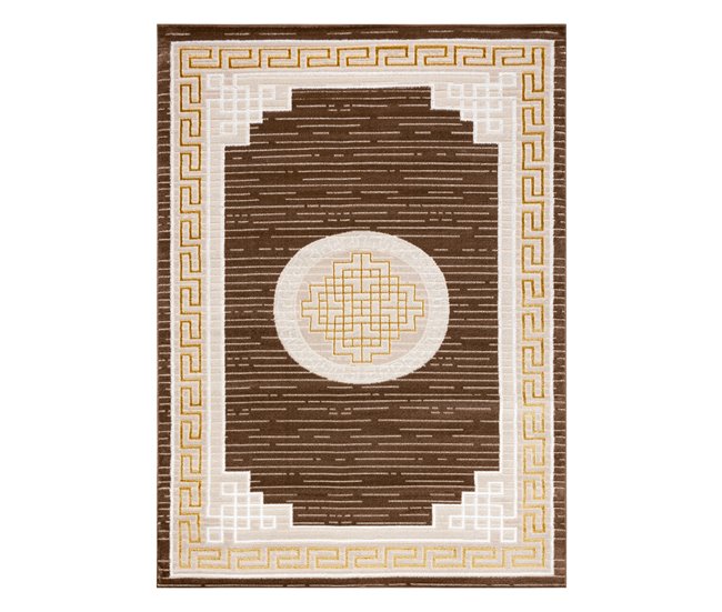 Alfombra MEFE moderna 9096 Marco llave griega Structural 140x190 Marron
