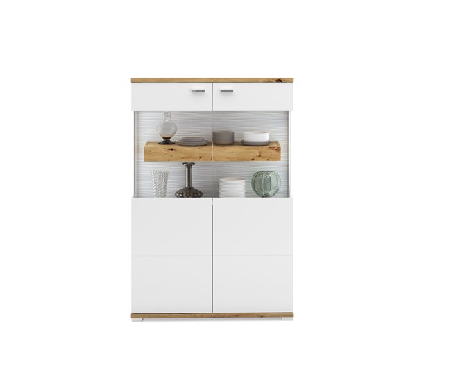 Vitrina 2 puertas blanco y roble CORSO Blanco/ Madera