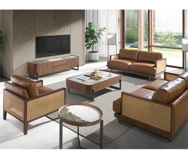 ANGEL CERDA Sillón piel marrón Nogal