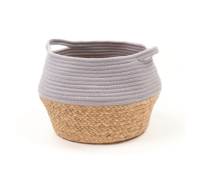Cesta fibra vegetal y algodón BAILEN Gris Claro