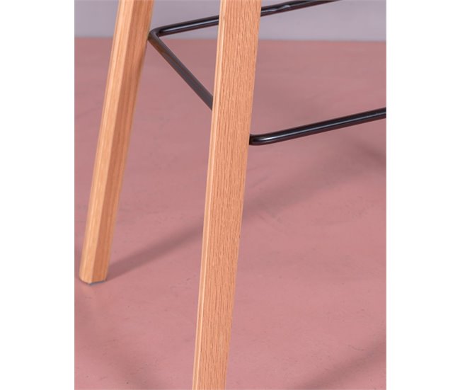 Taburete nórdico con patas de madera de haya  - Daxer Blanco