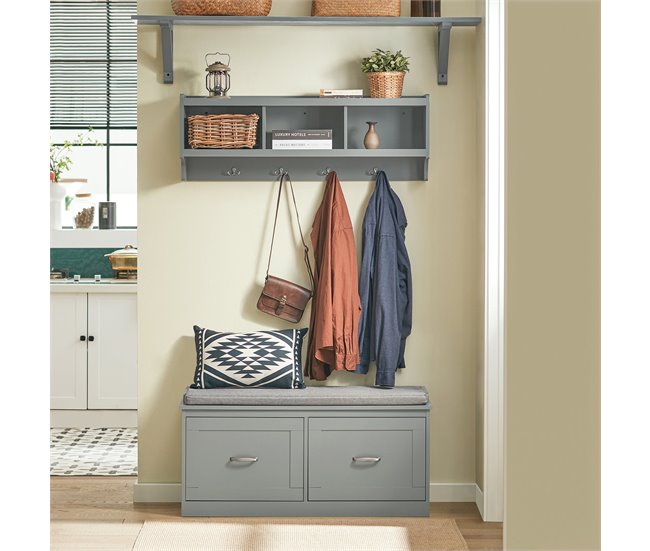 Banco Zapatero con 2 Estantes y 2 Puertas FSR131-HG SoBuy Gris