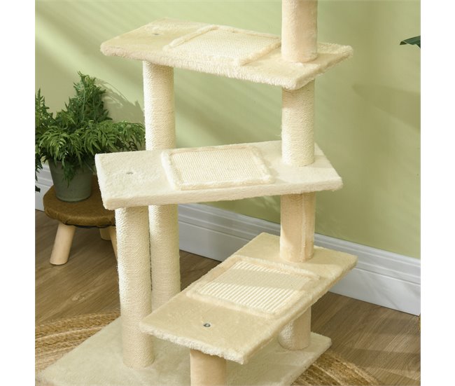 Árbol para Gatos sisal PawHut, mascotas - accesorios para gatos Beige