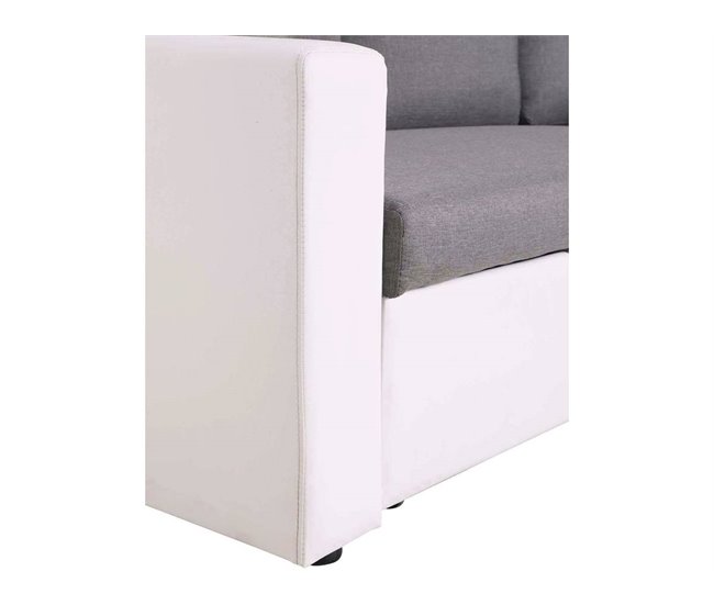 Sofá esquinero convertible "Alain" - 3 plazas Blanco/ Gris