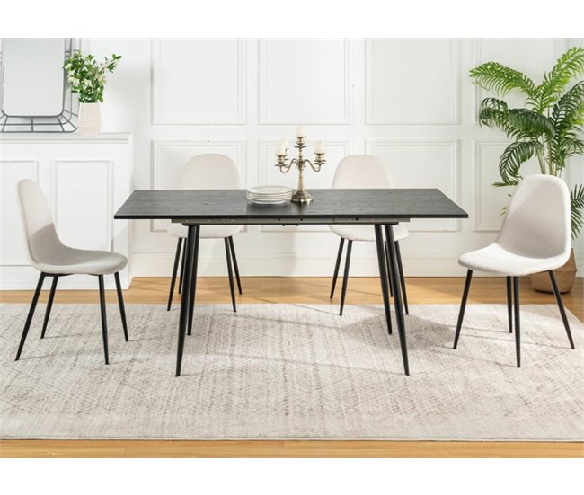 Conjunto de mesa extensible y 4 sillas Blanco/ Negro