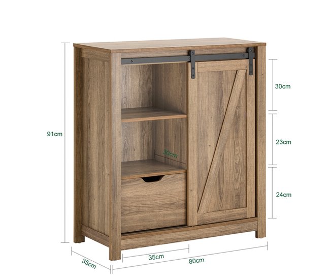 Aparador Recibidor SoBuy FSB59-BR - Puerta corrediza de Granero Marron