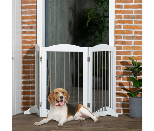 Barrera para Mascotas MDF, Acero PawHut Blanco