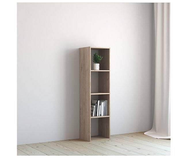 Acomoda Textil – Estantería para Pared y Suelo. (4 Cubos) Natural