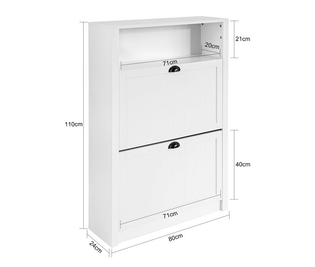 Zapatero con 2 Puertas Abatibles FSR87-W SoBuy Blanco