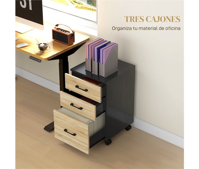 Cajonera de Oficina Melamina de Madera HOMCOM Marron