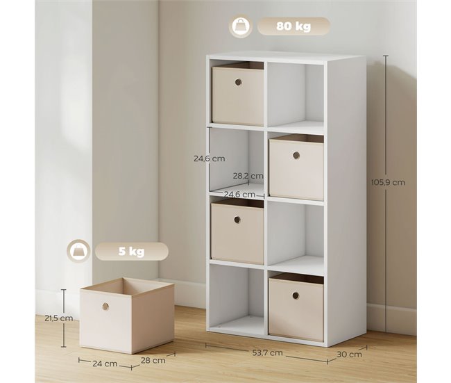 Estantería con Cubos Melamina de Madera HOMCOM Crudo