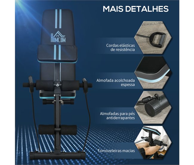 Banco de Pesas Acero, ABS HOMCOM, deportes y ocio - musculación Azul