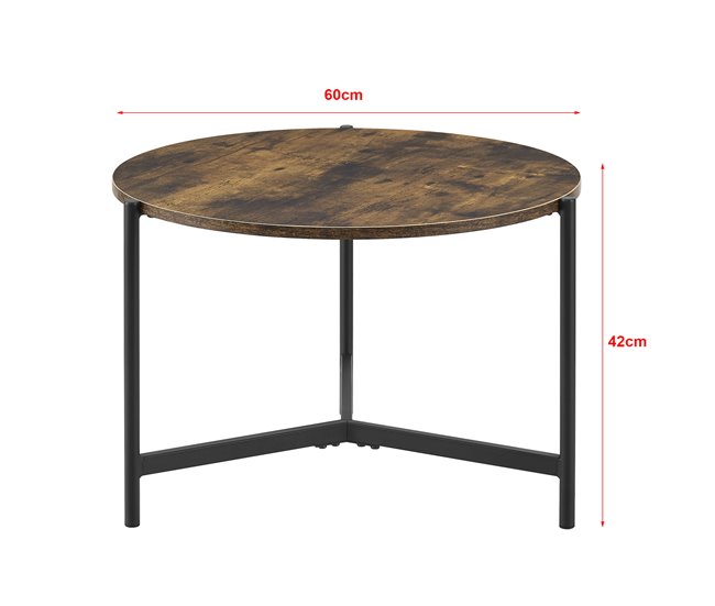 Mesa de centro Køge redonda MDF/metal 60x60 Madera