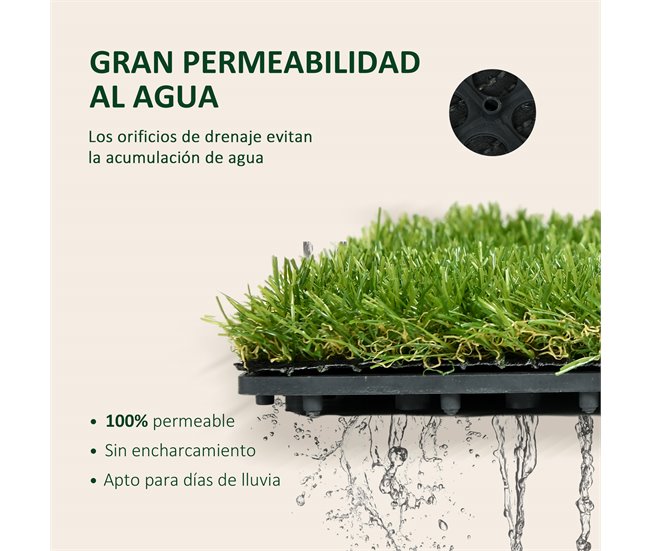 Césped Artificial PE, PP Outsunny Verde