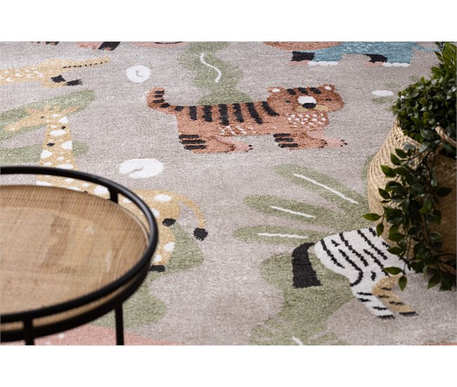Alfombra FUN Africa para niños animales 80x150 Beige