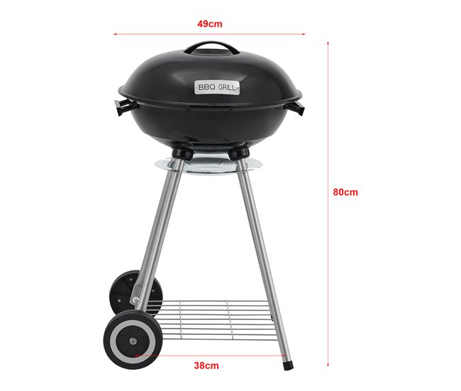 Barbacoa redonda de carbón Apricena con tapa Negro