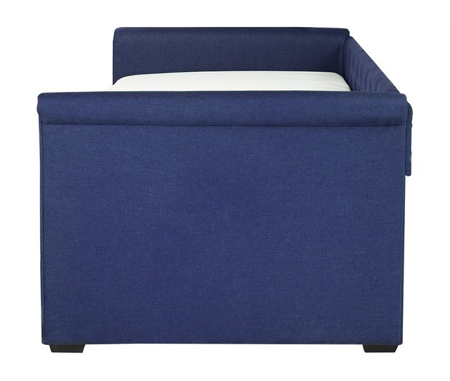 Beliani Cama nido Poliéster LIBOURNE 184x220 Azul Marino
